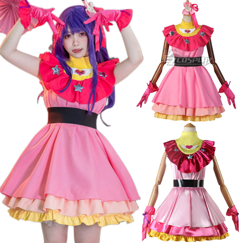 Kostum Cosplay Ai Hoshino Wig Kostum Cosplay Oshi No Ko Cosplay Lolita Dress Anime Hoshino Ai Hallow