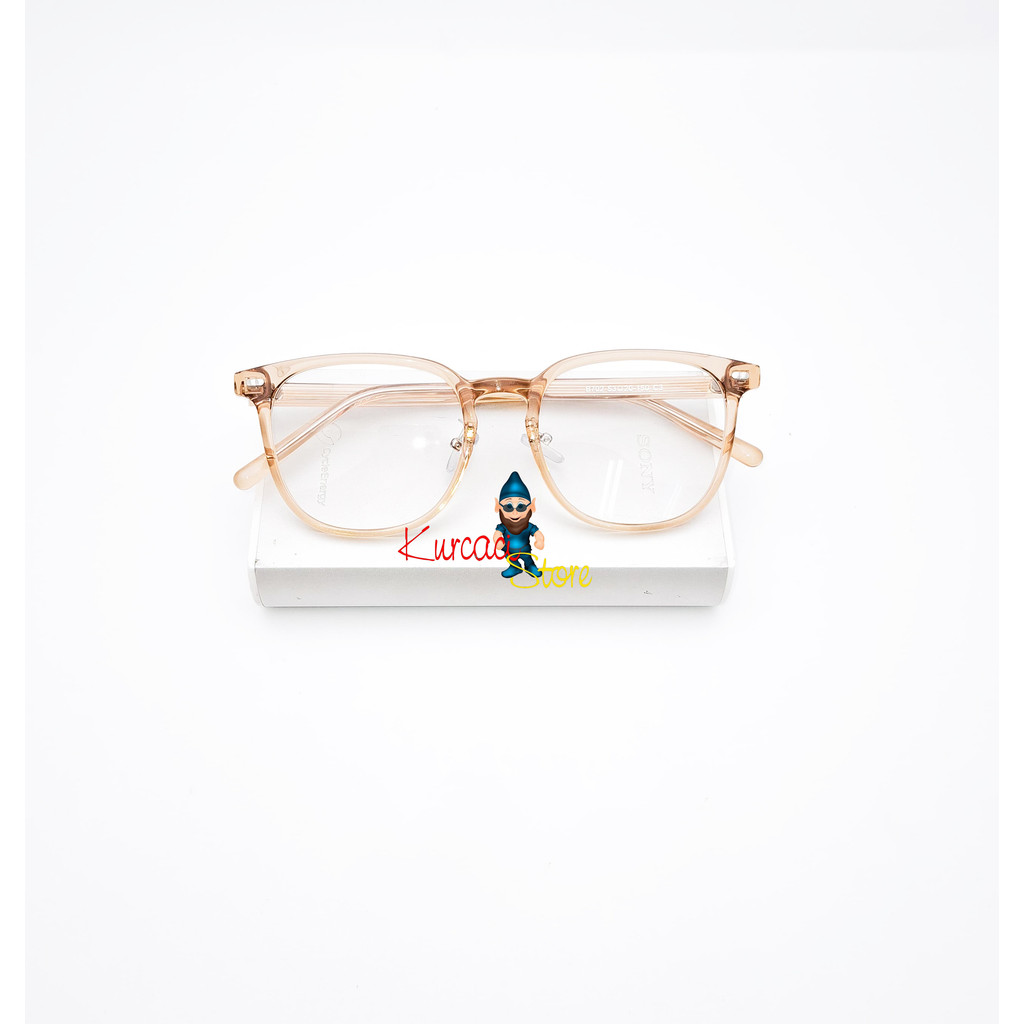 Frame Kacamata Minus Photocromic Blueray ENZIO Kotak Ouval Nosepad Gantung Pria Wanita Antiradiasi