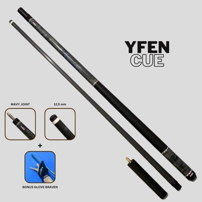 YFEN CARBON CUE EXOTIC WOOD - GRAY - STICK BILLIARD