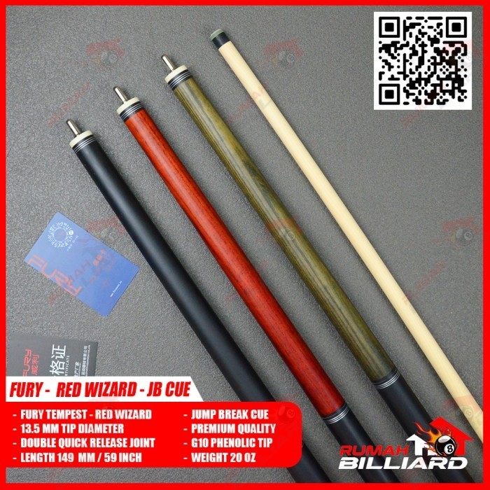 PROMO STICK BILLIARD - BILLIARD CUE - FURY RED WIZARD - JUMP BREAK CUE