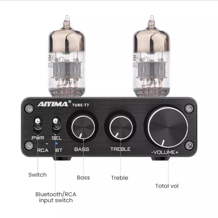 AIYIMA TUBE-T7 BT 5.0 Tube Preamp w Bass & Treble Adjustment RCA Input