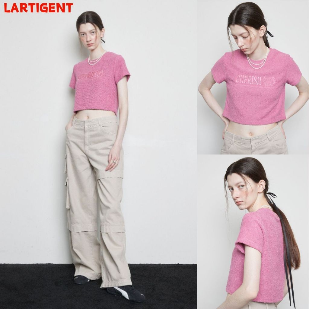 [LARTIGENT] L3 NEEDLEWORK TERRY T-SHIRT (PINK) / PRODUK KR 100% ASLI / KAOS LUCU DAN COCOK UNTUK SET
