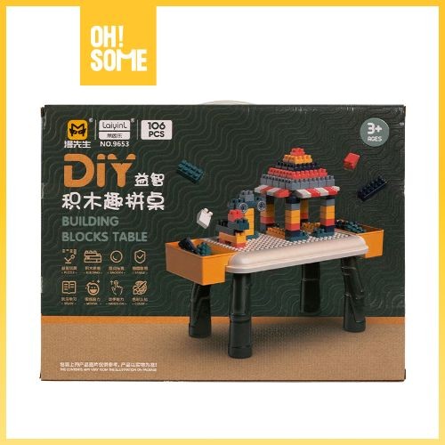 OHSOME  - Mr. man · Mainan Brick Balok Susun Meja Anak DIY 106pcs Bahan ABS Awet Kuat  (Villa Houses