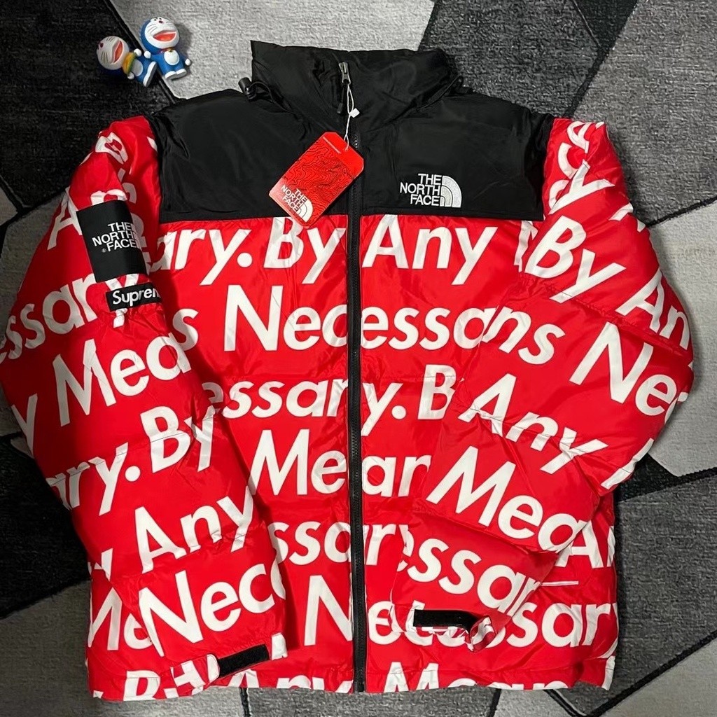 Jaket Bulu Domba Tebal Hangat Tahan Angin Merek Bersama NorthFace X Supreme 100% Asli Asli Pria |mgl