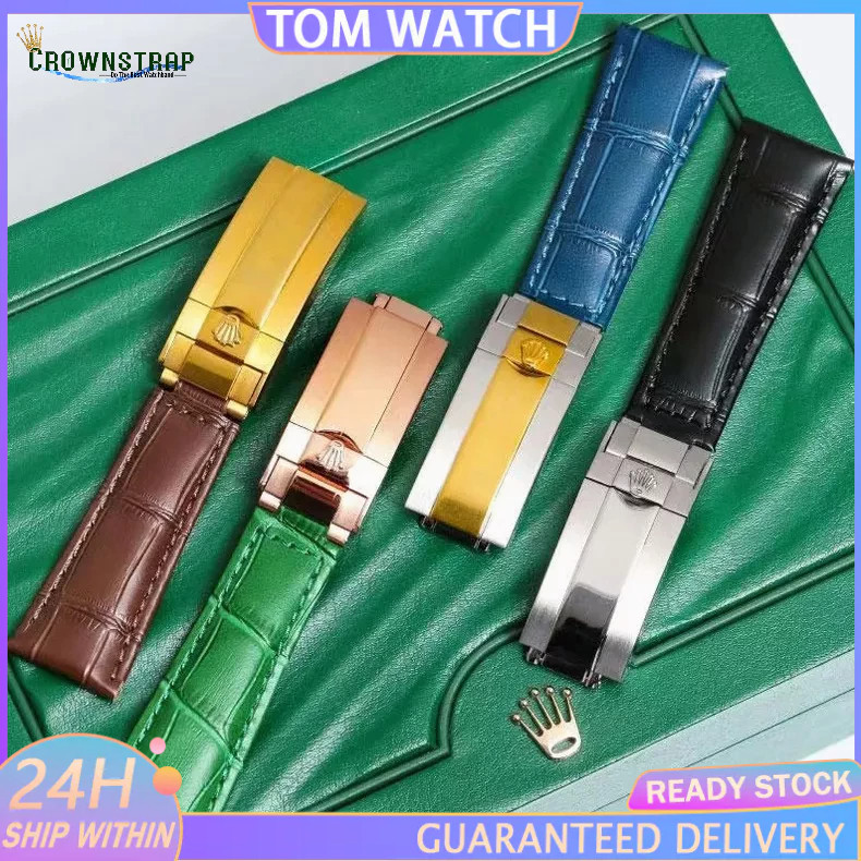 Diadaptasi Untuk Tali Rolex Tali Kulit Pola Buaya 20mm untuk Rolex Submariner Daytona Tali Kulit Bir