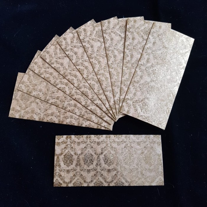 

langsung order saja] Envelopes For Money/Gift/Kherchi/Shagan/Angpao - Beige Gold Full Design - Pack