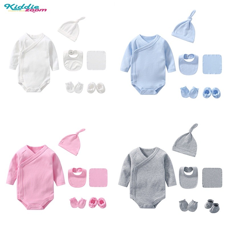6 PCS Set Pakaian Bayi Baru Lahir Onesies untuk Bayi Perempuan Romper untuk Bayi Laki-laki Topi Bayi