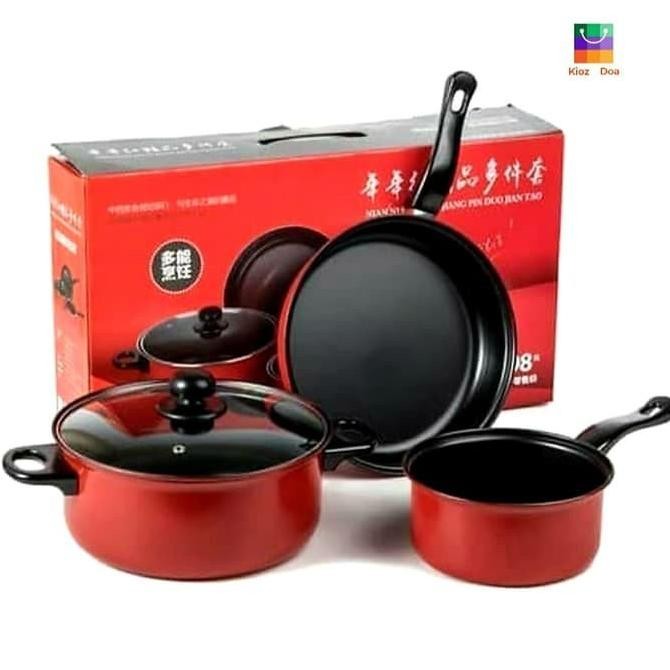 [GROSIR] PANCI SET 3 IN 1 COMBINATION POT ANTI LENGKET WARNA FRYPAN PSG