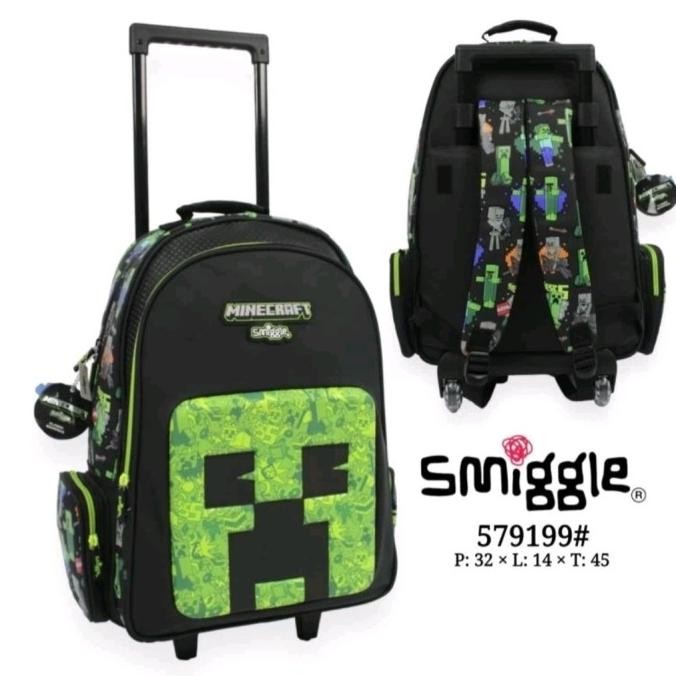 Tas Trolley Minecraft Smiggle (roda lampu) / Tas koper anak/ kado YN7