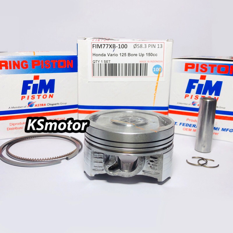 Piston PISTON PISTON SET VARIO 125 BOREUP 150cc 57.3 57.8 58.3 58.8 59.3 59.8 60.3 PIN 13 FIM |49E4D