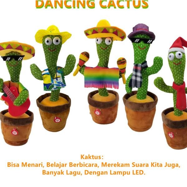 Mainan Kaktus Goyang Gerak Joget Bisa Ngomong Bicara Rekam Dancing