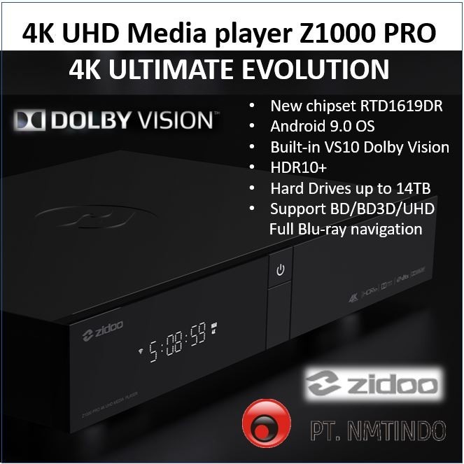 Cuci Gudang Zidoo Z1000 Pro 4K Support Dolby Atmos Dsd Audio & Android 9.0 Tv Box