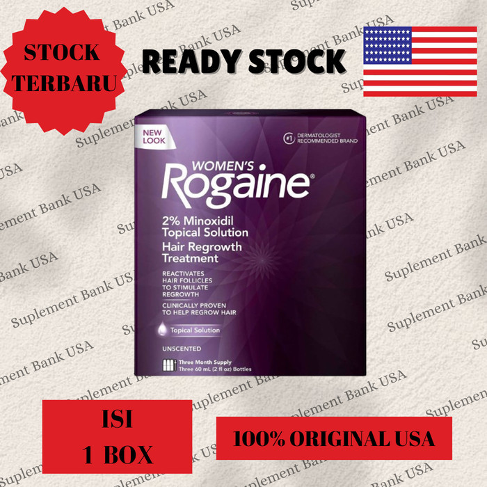 Terlaris Rogaine Women Liquid 2% Minoxidil Topical Solution ( 1 Kotak Isi 3 )