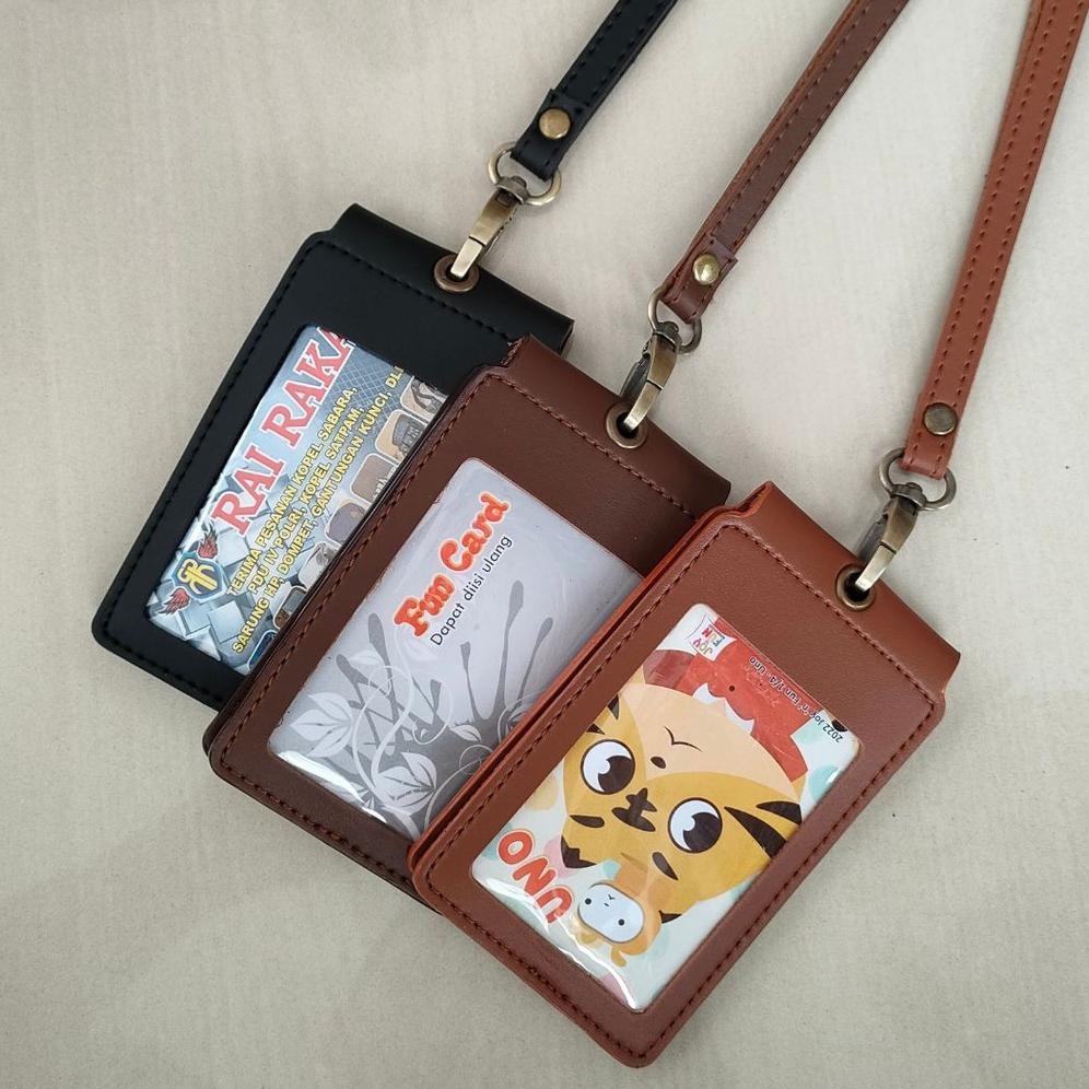 

CQ37 Id Card name tag kulit Holder Double Flip Magnet Terbaru kekinian Premium