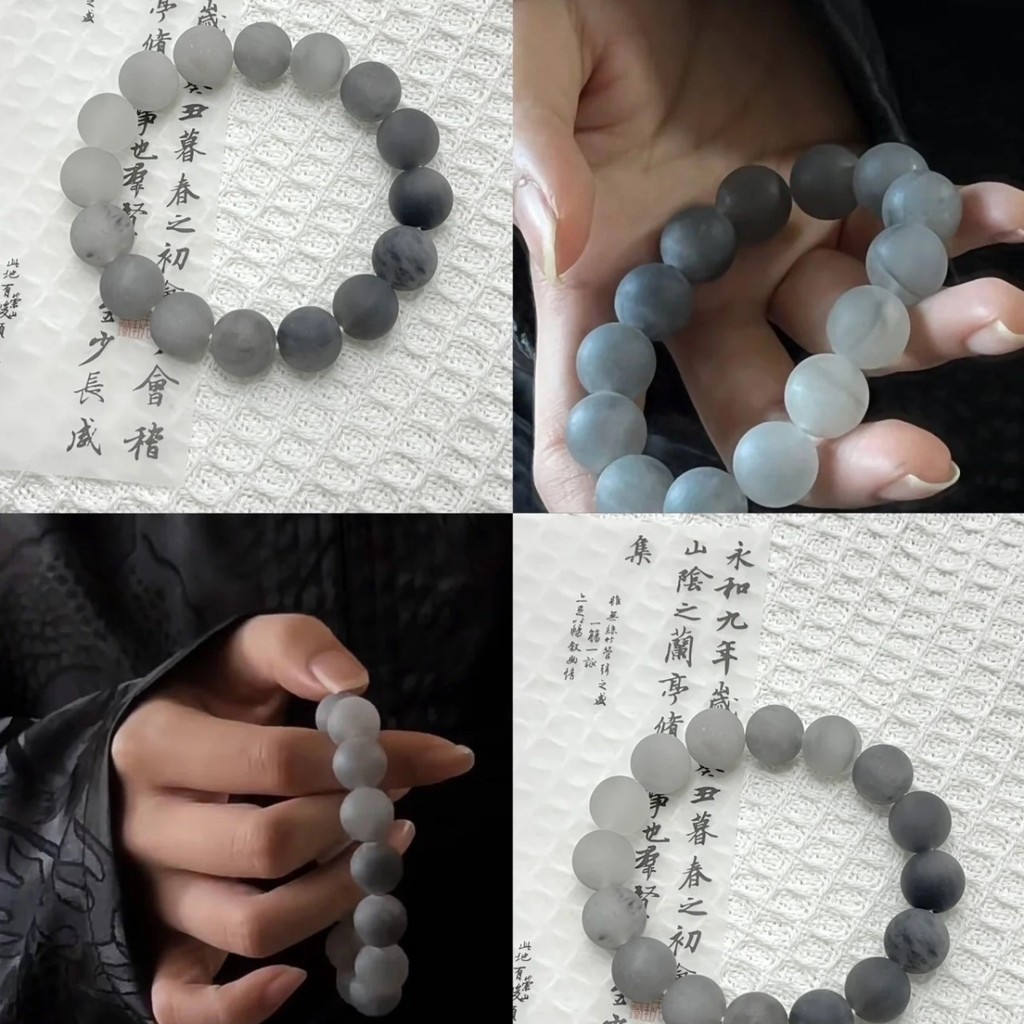 Gelang Manik-manik Batu Alam Awan Buram Gelang Gaya Kuno Gradien Hadiah Teman Perempuan Gelang Tiong