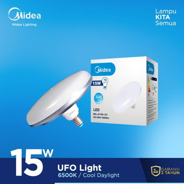 Termurah Midea Lampu Led Ufo 15 Watt Putih 6500K Coolday Light