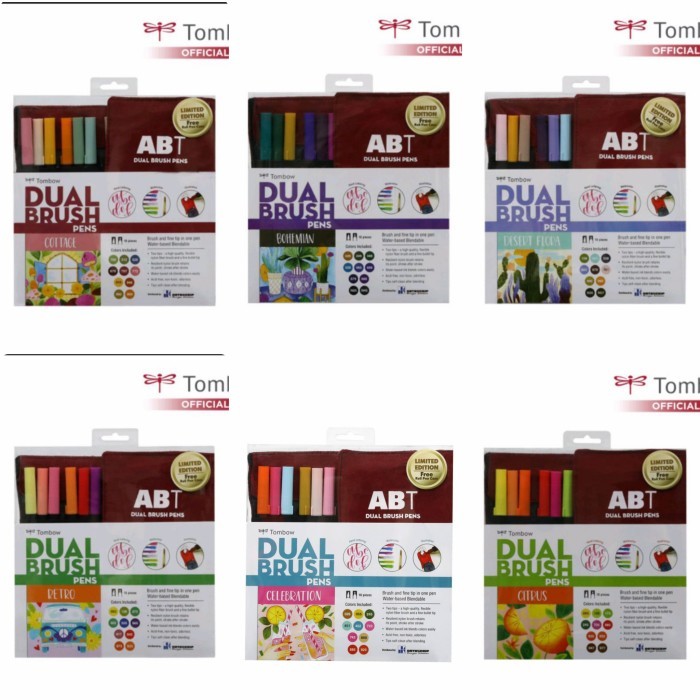 

T E R B A R U BUNDLE SET 20 PCS ABT TOMBOW BRUSHPEN FREE POUCH