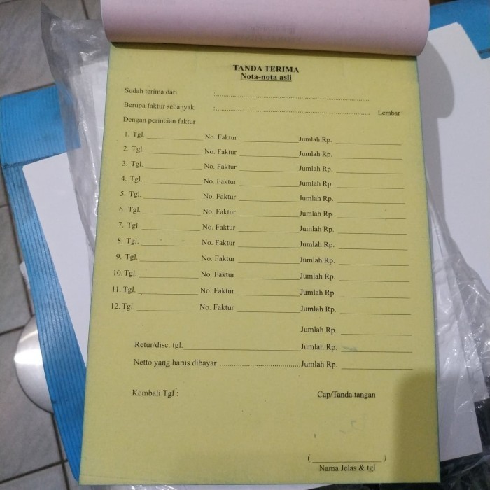 

Promoo buku tanda terima 3 rangkap / 3 ply NCR ( kelipatan 10 buku)