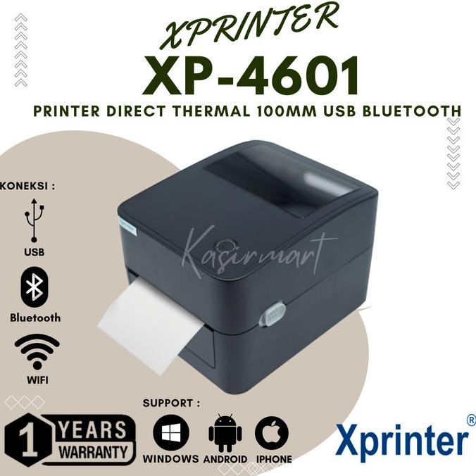 

TERMURAH - Printer Label Thermal XP4601 Bluetooth Cetak Resi A6 Hitam XP 4601