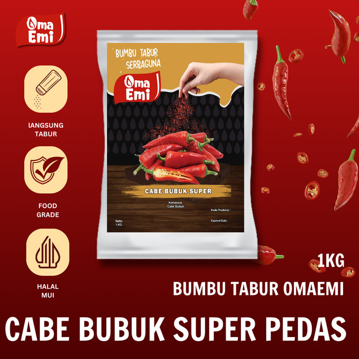 

Lhiu - Bumbu Tabur Cabe Bubuk Super Pedas Kemasan 1 Kg Food Grade