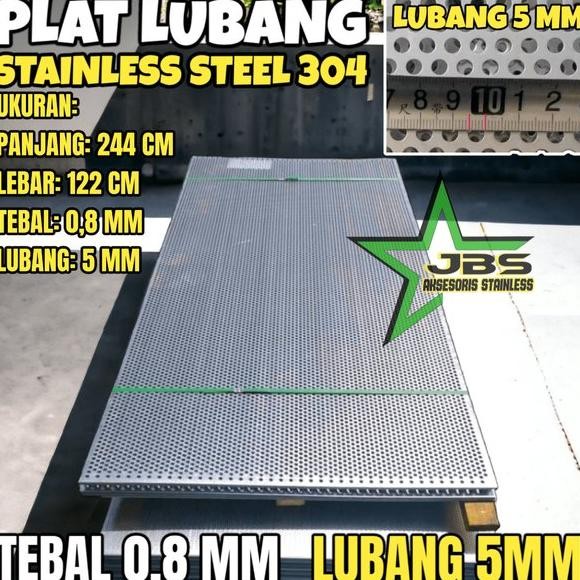 Plat Besi Lubang 1.219X2.438MM T:0,8MM LUBANG 5MM STAINLESS 304 PLAT PERFORATED *