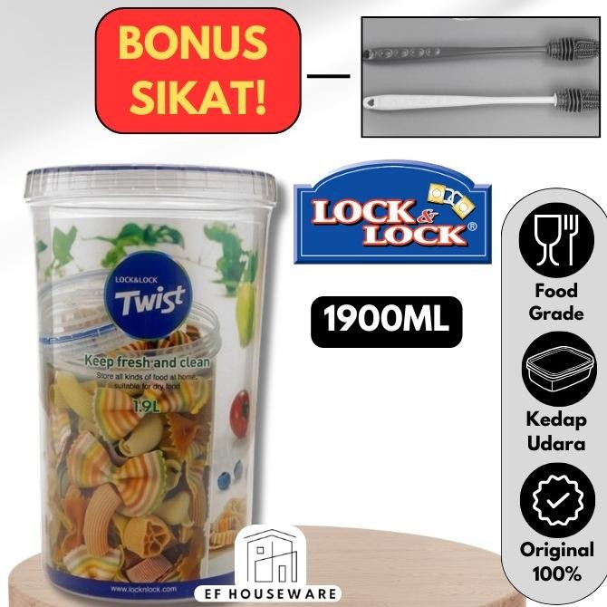 LOCK N LOCK ROUND TWIST 1.9L TOPLES MAKANAN CONTAINER - LLS143 (ORIGINAL) 2210T