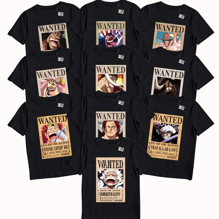 Limited Karimake T-Shirt Distro Anime One Piece Poster Wanted Yonko Shichibukai Bounty Luffy Shanks 