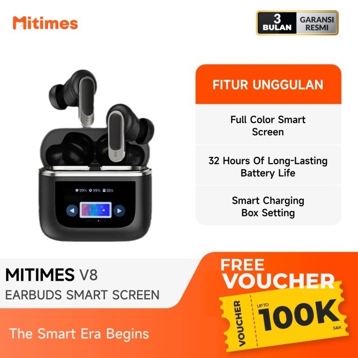 TERLARIS Mitimes Buds V8 Earphone Bluetooth Noise Canceling Smart Touch Display