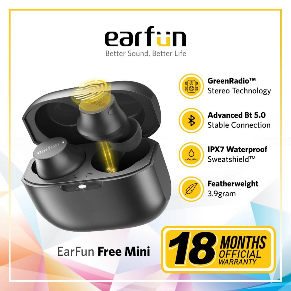 Kekinian Earfun Free Mini Tws Super Bass Ipx7 True Wireless Earbuds Premium