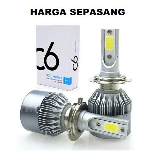 Termurah Lampu Utama Mobil Led Headlight C6 Silver H1 H3 H4 H7 H11 Hb3 Hb4 36 Watt 36W Motor 9005 90