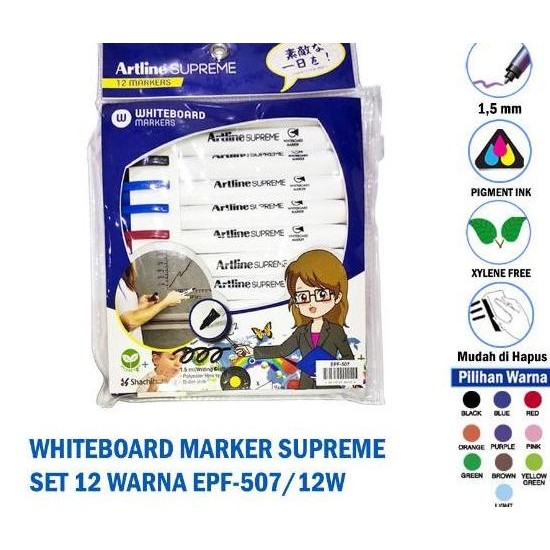 

Promo Spidol Artline Supreme Whiteboard Marker Set 12 Pcs Epf-507/12W Murah Original Dan Terpercaya