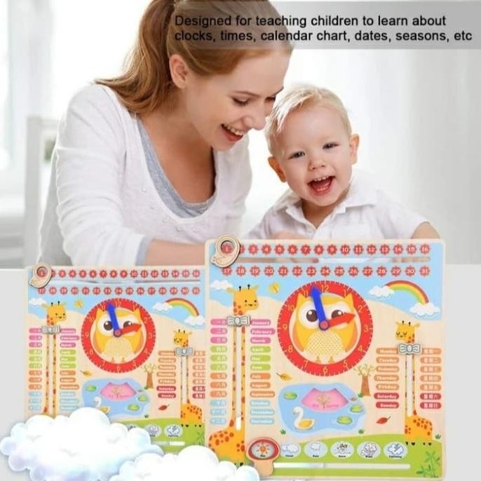

Mainan Edukasi Anak Kalender Waktu ~ Multifunction Calender Clock Kualitas Premium