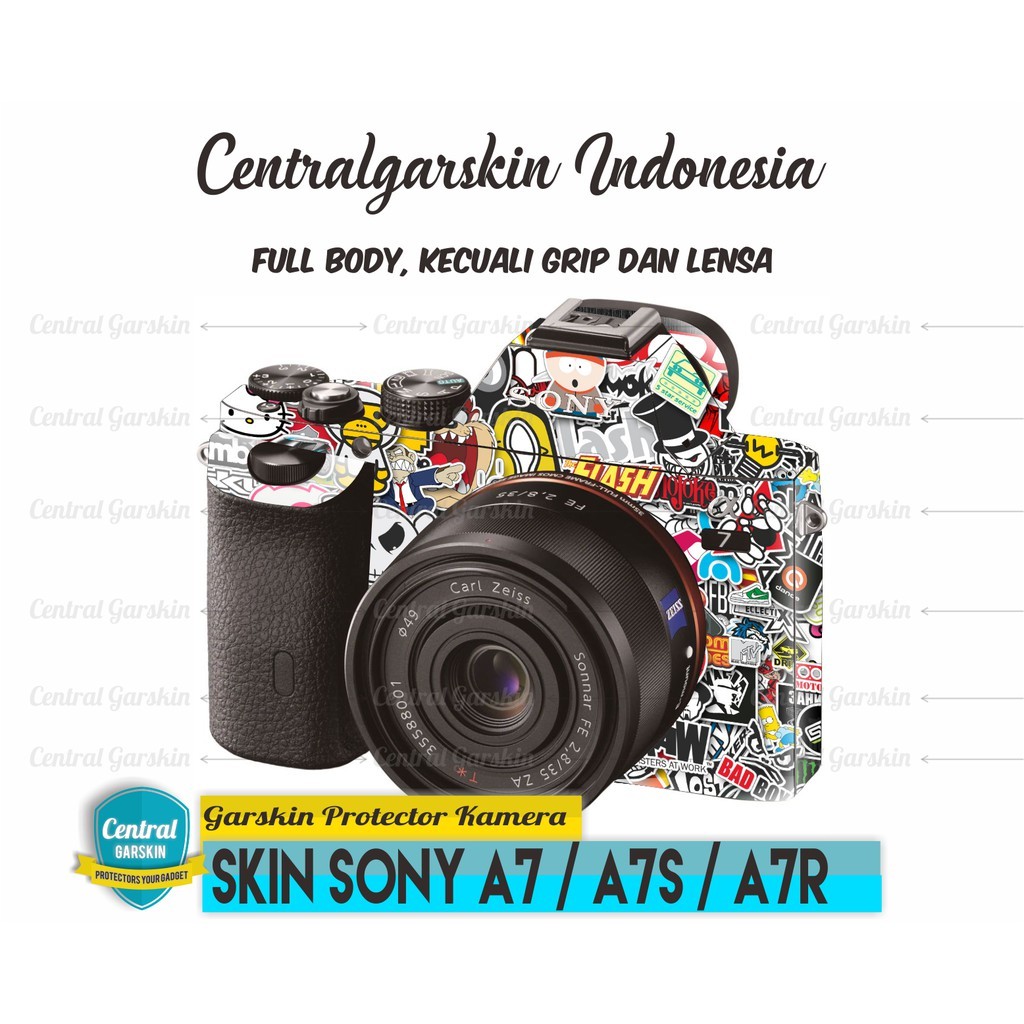 *2Piece* Kamera Sony A7 Doodle Art Garskin Stiker Casing Custom Bebas Dan Bayar Ditempat