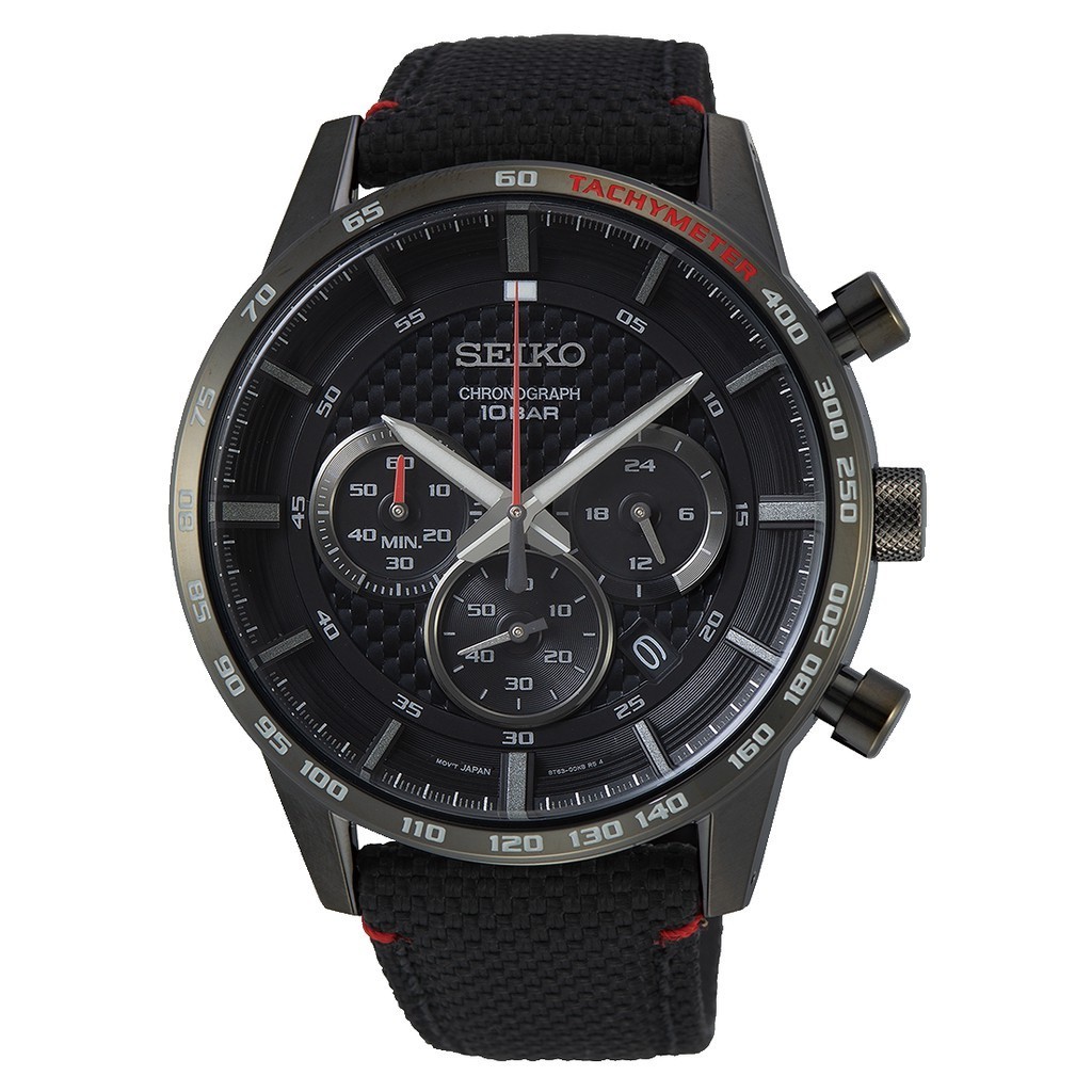 Jam Tangan Pria Seiko Chronograph SSB359P1 Neo Sport Black Dial Black Nylon Strap SSB359 Original