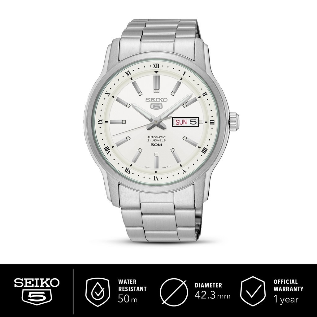 Jam Tangan Pria Seiko 5 Automatic SNKP09K1 Man White Dial Stainless Steel SNKP09 Original