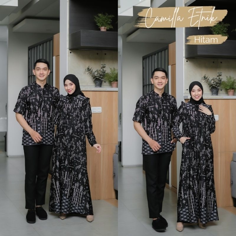 Baju Muslim Baju Muslim Gamis Camilla Etnik Couple Motif Maxmara