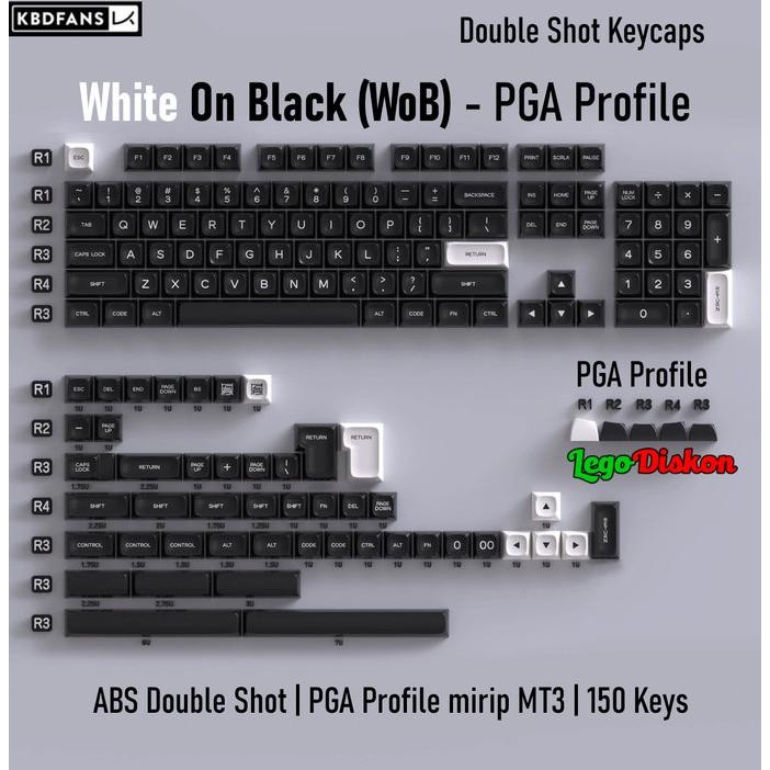 White On Black Spartan - Keycaps Double Shot Pga Profile Kbdfans Diskon Besar