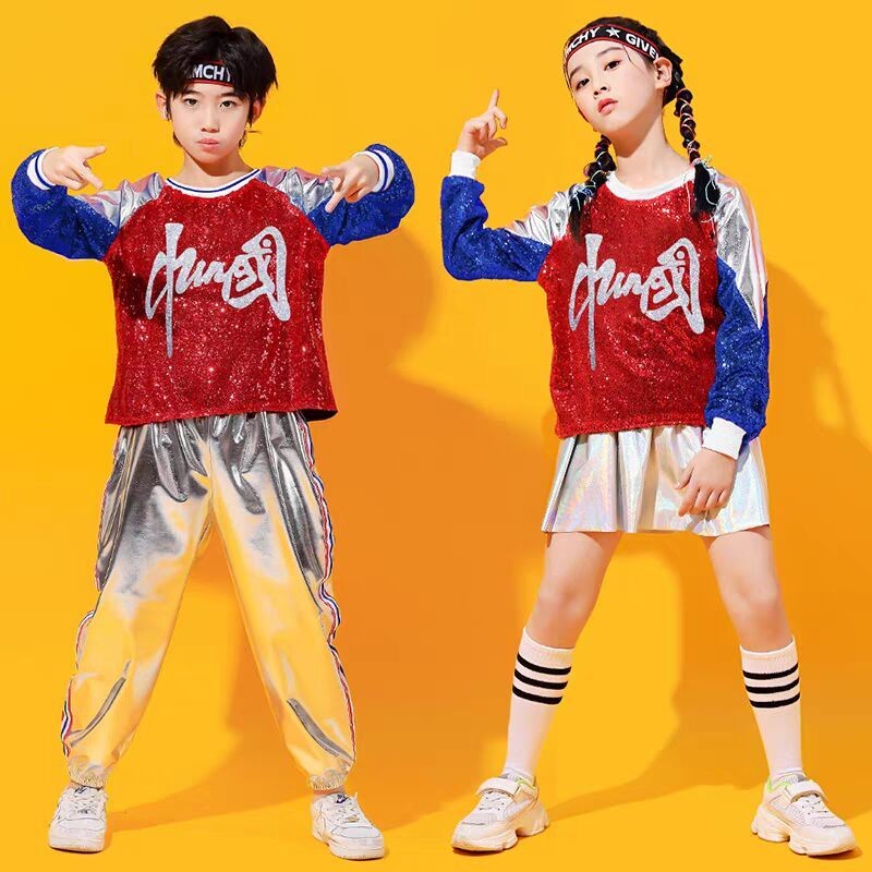 Baju Dansa Anak Laki-laki dan Perempuan, Kostum Penampilan Nasional, Pakaian Dansa Jalanan, Baju Dan