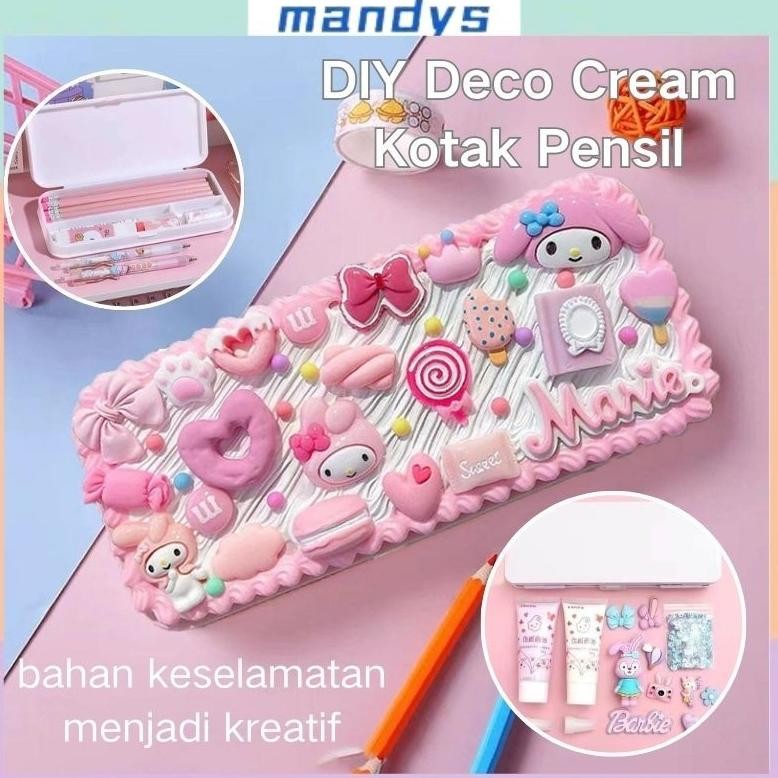 

Ready Penjual LokalDiy Cream Clay Pencil Case Diy Sanrio Kotak Pensil Stationery Kreatif Deco Lem Krim Diy Kotak Alat Tulis Murah