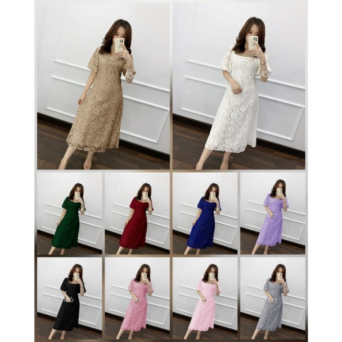 HRG DISKON dress jumbo wanita/dress brokat jumbo/midi dress/baju pesta/baju Natal
