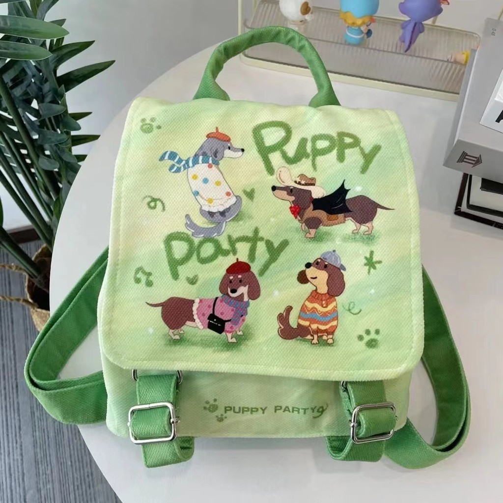 Tas Punggung Pesta untuk Anak Anjing, Tas Punggung Kecil Kanvas Desain Kapasitas Besar Lucu dan Ring