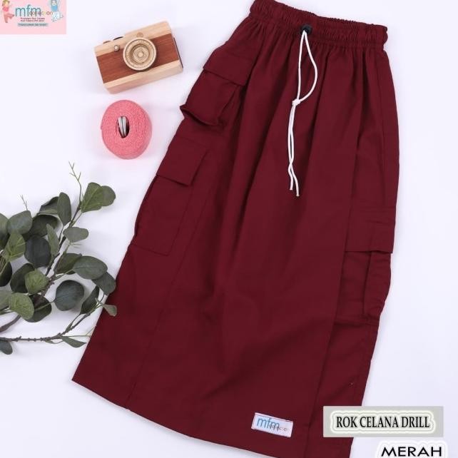Rok Celana Drill Anak Mfm Warna Merah Sd