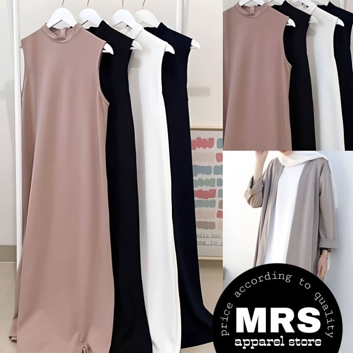 TERPERCAYA Manset Gamis Inner Lekbong Kutung Tanpa Lengan Polos