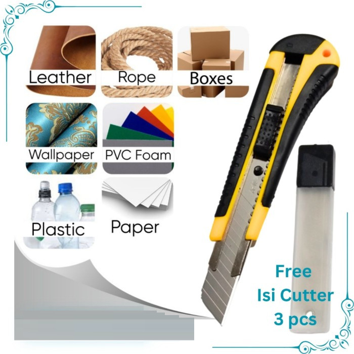 

Cutter Besar Koss Alat Pemotong Silet Kater Besar Free Refill 3pcs