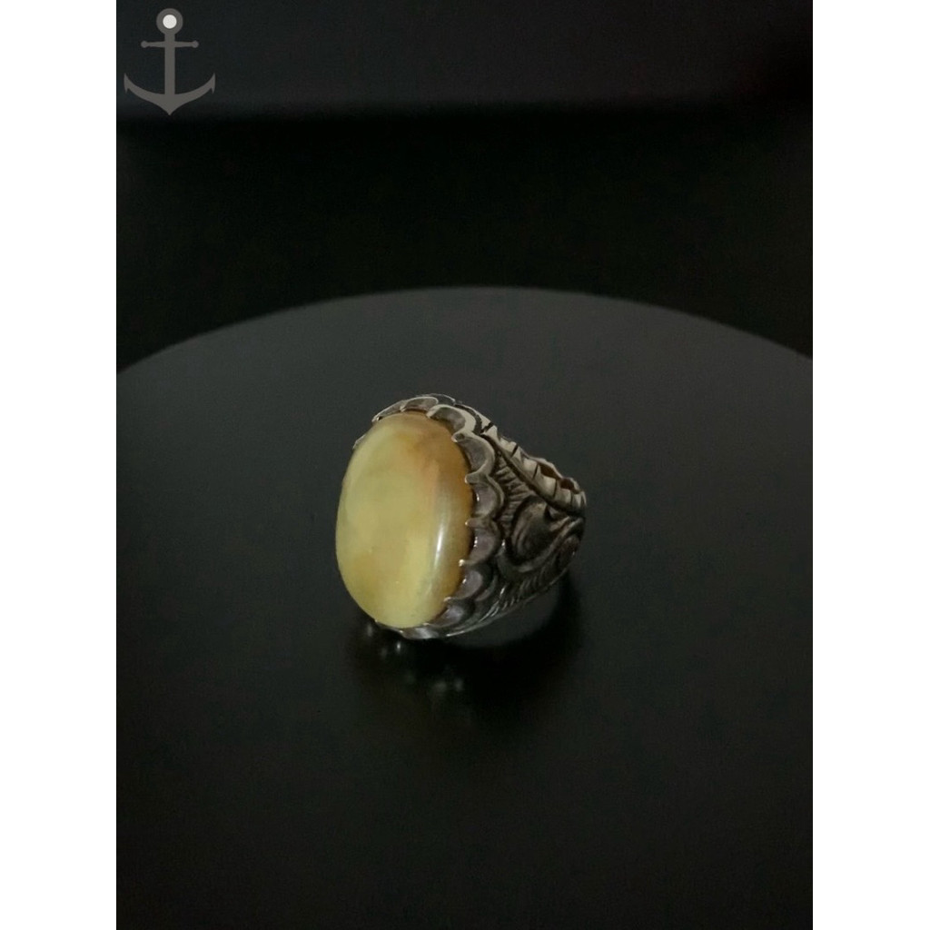 Cincin perak pria silver ring 925 asli dengan batu natural yellow sapphire 21,91 gram bersertifikat 