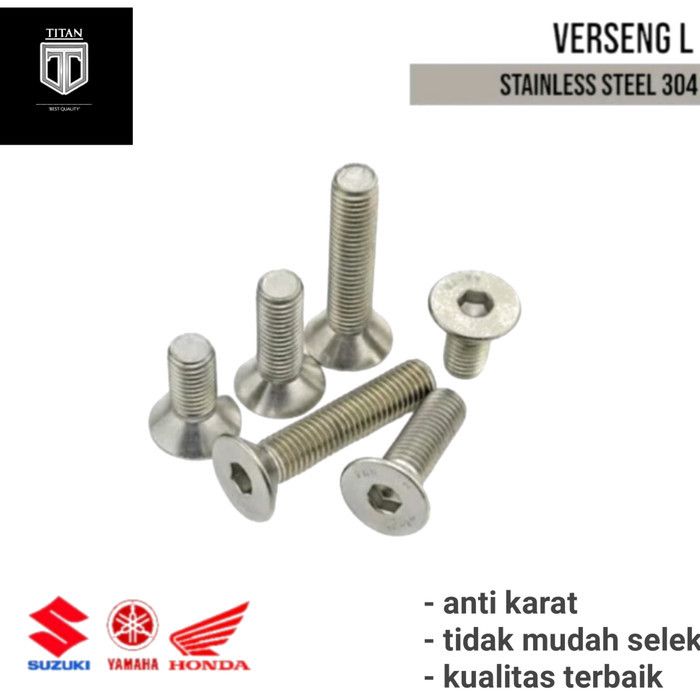 BAUT VERSENG M2 BAUT COUNTERSUNK SS304 BAUT L FLAT 2MM 16 /10 / 5 /3MM