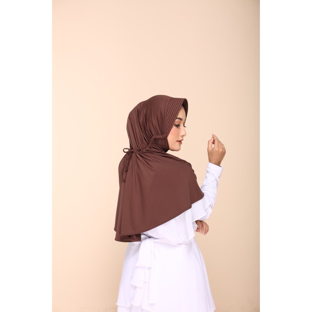 Hijab Instan Elzatta Zaria Sahara L Bergo Polos Panjang Serut Belakang