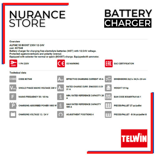 Berkualitas Battery Charger Telwin Alpine 50 Boost