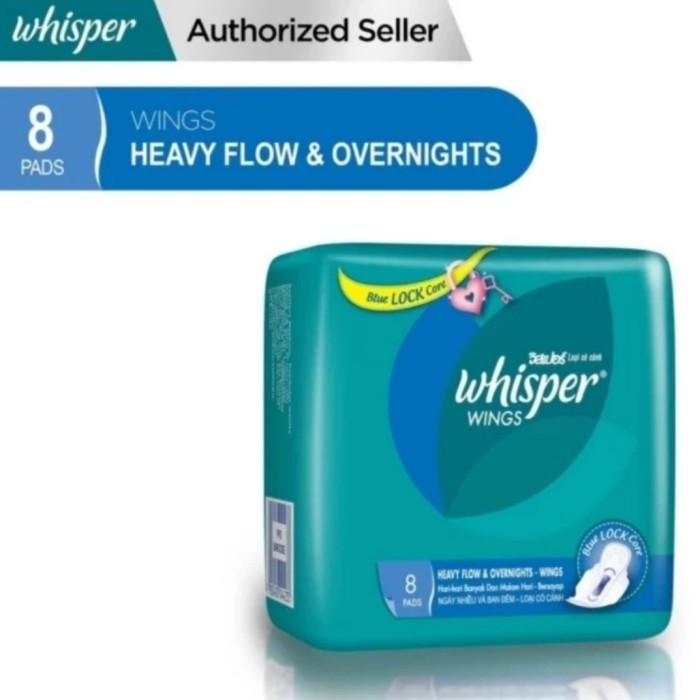 WHISPER HEAVY FLOW AND OVERNIGHT ISI 8S, PEMBALUT WANITA WHISPER