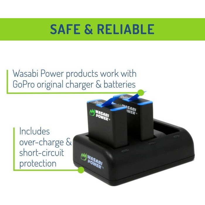Wasabi Power For Gopro Hero 8 Hero8 Battery Baterai Charger Kit